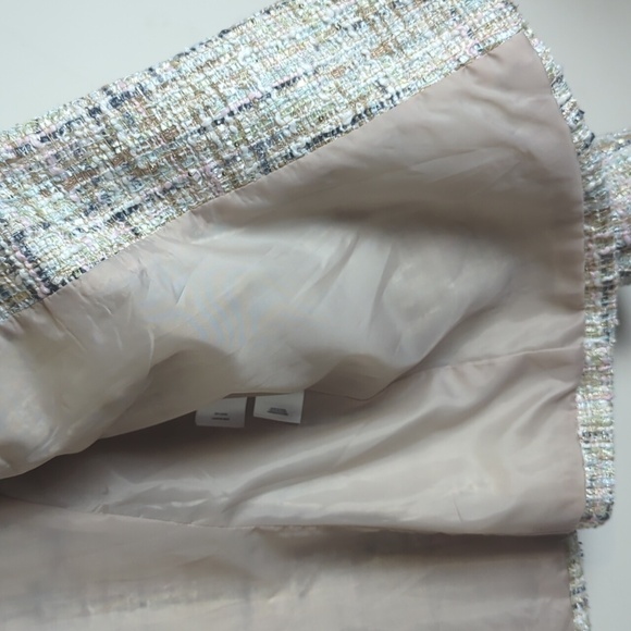 NWT Anne Klein Open Front Shimmering Sequin Tweed Jacket Pastel Women's Size L - Picture 8 of 12